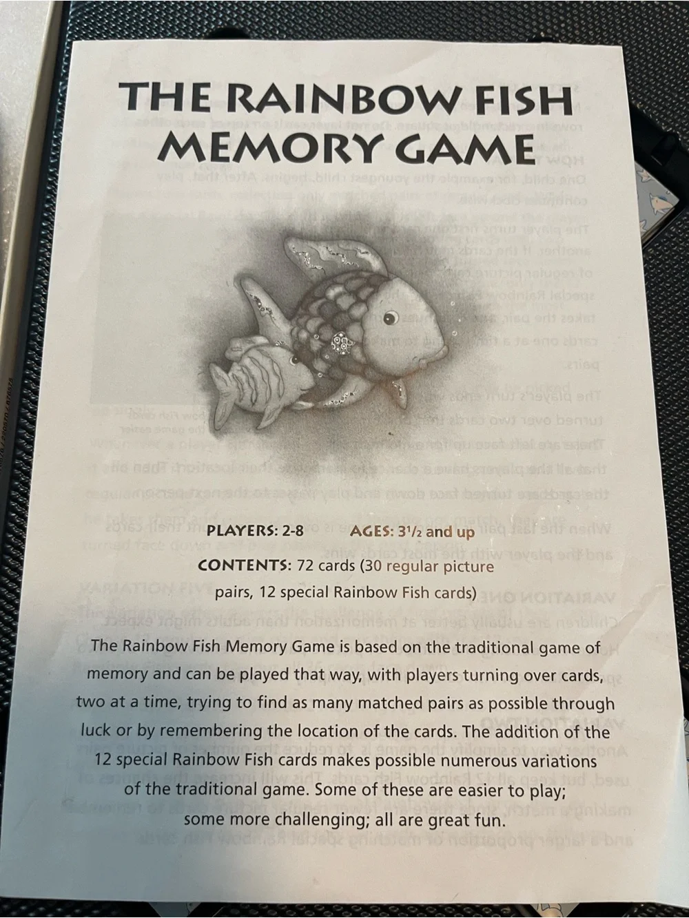 Vintage 1990’s The Rainbow Fish Memory Game – Complete 1992,1997